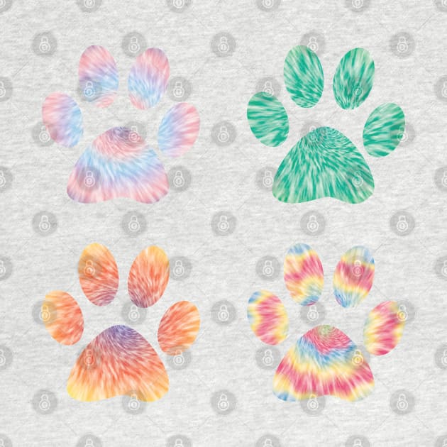 Colorful tie dye dog paws pattern by SamridhiVerma18